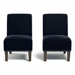 Set of 2 Bryce Armless Chair Geometric - Handy Living Navy Blue -Living Room Chairs store unnamed file 7098
