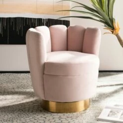 Arrow Channel Tufted Chair Light Pink - Safavieh