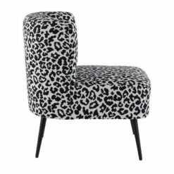 Fran Contemporary Slipper Chair Black Steel/Black Leopard Fabric - LumiSource