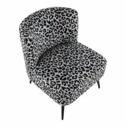 Fran Contemporary Slipper Chair Black Steel/Black Leopard Fabric - LumiSource -Living Room Chairs store unnamed file 7162
