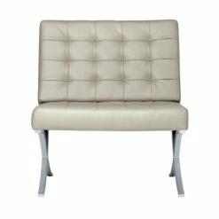 Studio Designs Home Atrium Bonded Leather Barcelona Chair Off-white