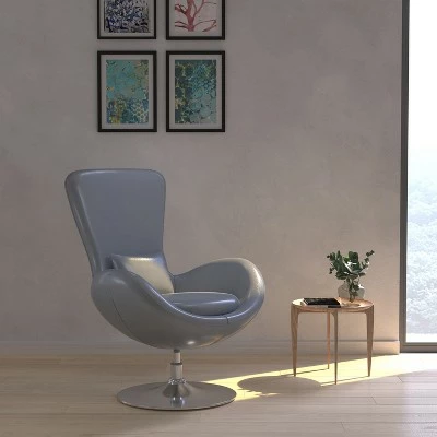 Merrick Lane High-Back Egg Style Lounge Chair With 360° Swivel Metal Base 3 Merrick Lane High-Back Egg Style Lounge Chair With 360° Swivel Metal Base