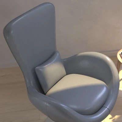 Merrick Lane High-Back Egg Style Lounge Chair With 360° Swivel Metal Base 4 Merrick Lane High-Back Egg Style Lounge Chair With 360° Swivel Metal Base - Image 2