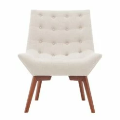 Serena Accent Chair Tufted Linen Beige - Linon