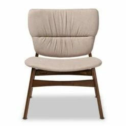 Benito Fabric Upholstered Wood Accent Chair - Baxton Studio Gray/walnut Brown