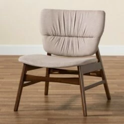 Benito Fabric Upholstered Wood Accent Chair - Baxton Studio Gray/walnut Brown -Living Room Chairs store unnamed file 7398