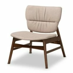 Benito Fabric Upholstered Wood Accent Chair - Baxton Studio Gray/walnut Brown -Living Room Chairs store unnamed file 7399
