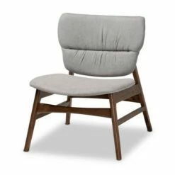 Benito Fabric Upholstered Wood Accent Chair - Baxton Studio Gray/walnut Brown -Living Room Chairs store unnamed file 7400