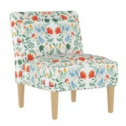 Robin Upholstered Chair Orange/White Floral - Skyline Furniture