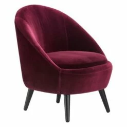 Nico Mid Century Modern Accent Chair and Ottoman Set French Merlot Red Velvet - Adore Decor -Living Room Chairs store unnamed file 7457