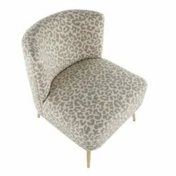 Fran Contemporary Slipper Chair Gold Steel/Tan Leopard Fabric - LumiSource -Living Room Chairs store unnamed file 7470