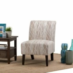 22" Mason Accent Chair Beige/White Patterned Fabric - WyndenHall