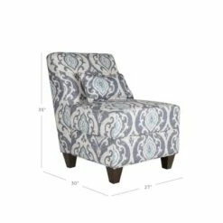 Blue Slate Collection Accent Chair Gray/Light/Large Damask - HomePop