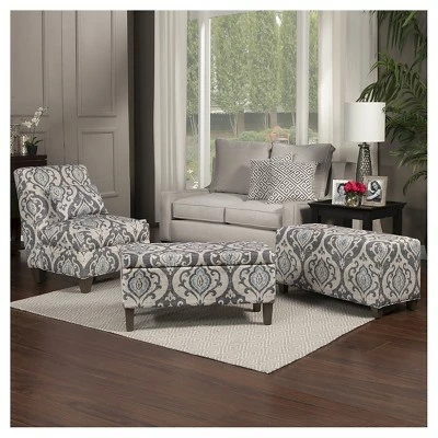 Blue Slate Collection Accent Chair Gray/Light/Large Damask - HomePop 7 Blue Slate Collection Accent Chair Gray/Light/Large Damask - HomePop - Image 5