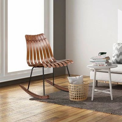 Bamboo Contoured Rocking Accent Chair Brown - Glitzhome 4 Bamboo Contoured Rocking Accent Chair Brown - Glitzhome - Image 2