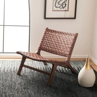 Luna Leather Woven Accent Chair - Safavieh 3 Luna Leather Woven Accent Chair - Safavieh