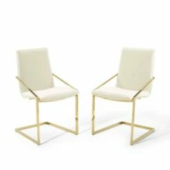 Set of 2 Pitch Dining Armchairs Performance Velvet - Modway Gold/ivory -Living Room Chairs store unnamed file 7688
