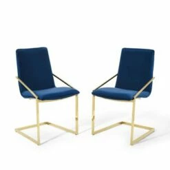 Set of 2 Pitch Dining Armchairs Performance Velvet - Modway Gold/ivory -Living Room Chairs store unnamed file 7689