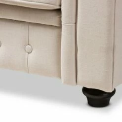 Baxton Studio Alaise Modern Classic Linen Tufted Scroll Arm Chesterfield Chair Beige -Living Room Chairs store unnamed file 772