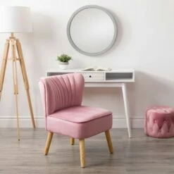 Lynwood Velvet Armless Accent Chair Pink - CorLiving