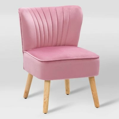 Lynwood Velvet Armless Accent Chair Pink - CorLiving 4 Lynwood Velvet Armless Accent Chair Pink - CorLiving - Image 2