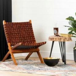 Balka Woven Leather Lounge Chair - South Shore Black