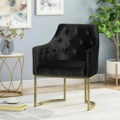 McDonough Modern Tufted Glam Accent Chair Black - Christopher Knight Home