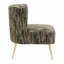 Fran Contemporary Upholstered Slipper Chair - LumiSource Gold/gray