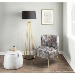 Fran Contemporary Upholstered Slipper Chair - LumiSource Gold/gray -Living Room Chairs store unnamed file 7876