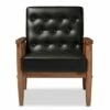 Sorrento Mid - Century Retro Modern Faux Leather Upholstered Wooden Lounge Chair - Baxton Studio Black -Living Room Chairs store unnamed file 788