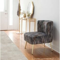Fran Contemporary Upholstered Slipper Chair - LumiSource Gold/gray -Living Room Chairs store unnamed file 7881