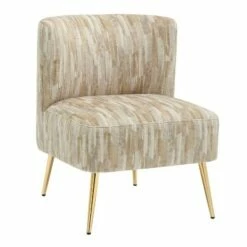 Fran Contemporary Upholstered Slipper Chair - LumiSource Gold/gray -Living Room Chairs store unnamed file 7884