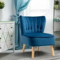 Costway Armless Accent Chair Tufted Velvet Leisure Chair Single Sofa Upholstered BlueGreenPink -Living Room Chairs store unnamed file 7910