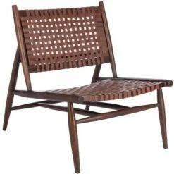 Soleil Leather Woven Accent Chair - Safavieh -Living Room Chairs store unnamed file 7950