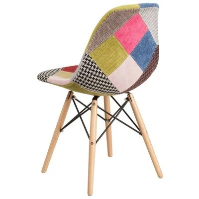Elon Series Fabric Chair with Wooden Legs - Riverstone Furniture Collection Turin Patchwork 4 Elon Series Fabric Chair with Wooden Legs - Riverstone Furniture Collection Turin Patchwork - Image 2