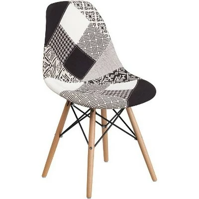 Elon Series Fabric Chair with Wooden Legs - Riverstone Furniture Collection Turin Patchwork 9 Elon Series Fabric Chair with Wooden Legs - Riverstone Furniture Collection Turin Patchwork - Image 7