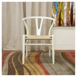 Wishbone Wood Y Chair Ivory Wood - Baxton Studio