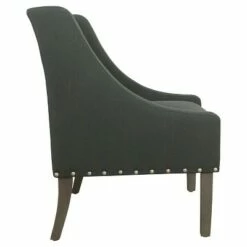 Modern Swoop Accent Chair with Nailhead Trim - Homepop Rich Charcoal -Living Room Chairs store unnamed file 8007