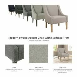 Modern Swoop Accent Chair with Nailhead Trim - Homepop Rich Charcoal -Living Room Chairs store unnamed file 8013