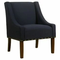 Modern Swoop Accent Chair with Nailhead Trim - Homepop Rich Charcoal -Living Room Chairs store unnamed file 8015