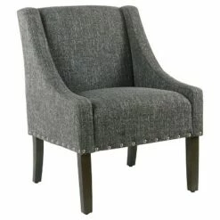 Modern Swoop Accent Chair with Nailhead Trim - Homepop Rich Charcoal -Living Room Chairs store unnamed file 8017