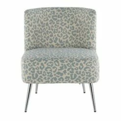 Fran Contemporary Slipper Chair Chrome/Blue Leopard Fabric - LumiSource -Living Room Chairs store unnamed file 8072
