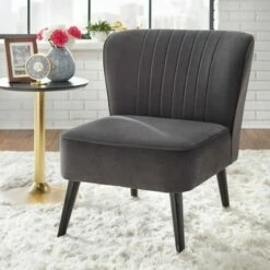 Selma Channel Accent Chair - Buylateral Dark Gray -Living Room Chairs store unnamed file 8105