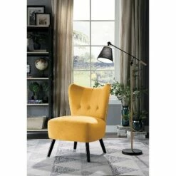 Homelegance Imani Mid Century Modern Velvet Accent Upholstered Living Room Bedroom Lounge Chair, Yellow -Living Room Chairs store unnamed file 8110