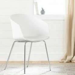 Flam Chair with Silver Metal Legs - South Shore Pink/silver