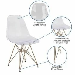 Flash Furniture Elon Series Ghost Chair with Gold Metal Base -Living Room Chairs store unnamed file 8152
