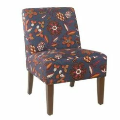 Armless Accent Chair Blue/Pink Floral - HomePop