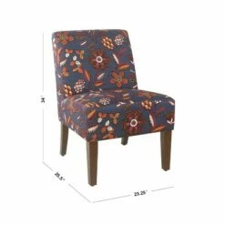 Armless Accent Chair Blue/Pink Floral - HomePop -Living Room Chairs store unnamed file 8165