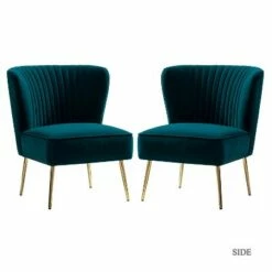 Quentin Velvet Accent Side Chair with Padded Seat Set of 2 | Karat Home -Living Room Chairs store unnamed file 8196