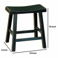 Set of 2 18" Wooden Counter Height Stool with Saddle Seat - Benzara Black -Living Room Chairs store unnamed file 82
